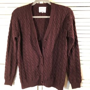 B. Altman - Maroon Cable knit 100% wool cardigan